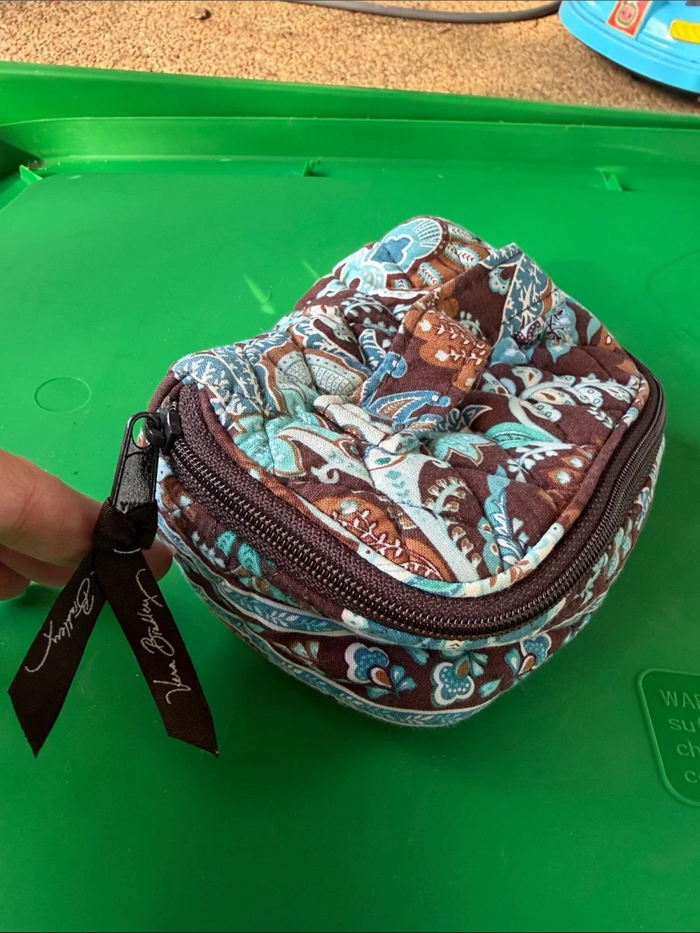 Vera Bradley Quilted Paisley Travel Jewelry Case in Brown & Aqua